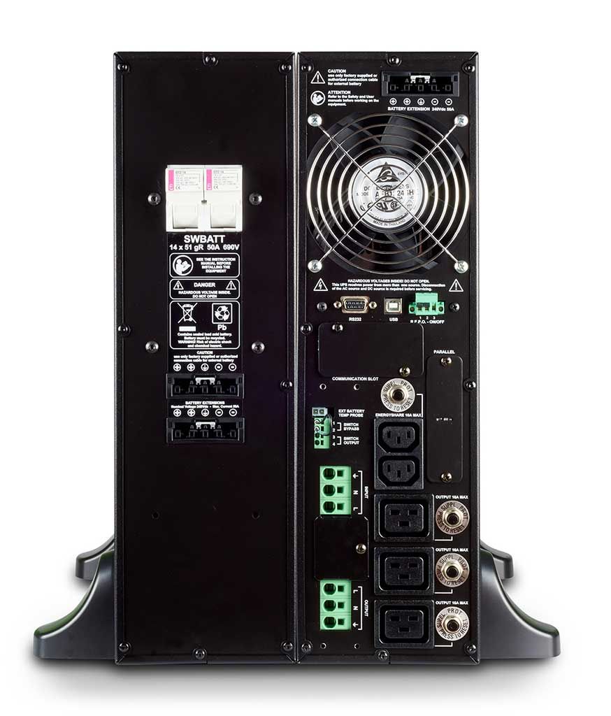 SDU6000 - S.A.I. Riello Sentinel Dual 6000W 6000VA LCD 2 Tomas 1xUSB 1xRS232 48dB Rack 3U Negro/Plata (SDU6000)