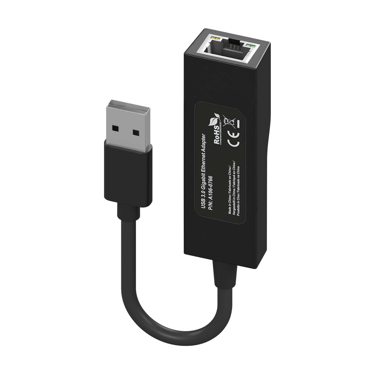 A106-0766 - Adaptador AISENS USB-A 3.0/M a RJ45/H 15cm Negro (A106-0766)