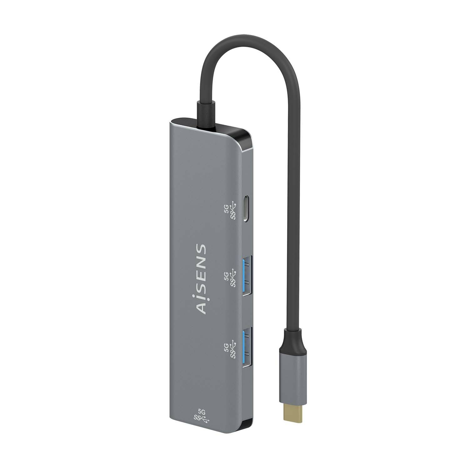 A109-0762 - Hub AISENS USB-C a 3xUSB-A 1xUSB-C 15cm Gris (A109-0762)