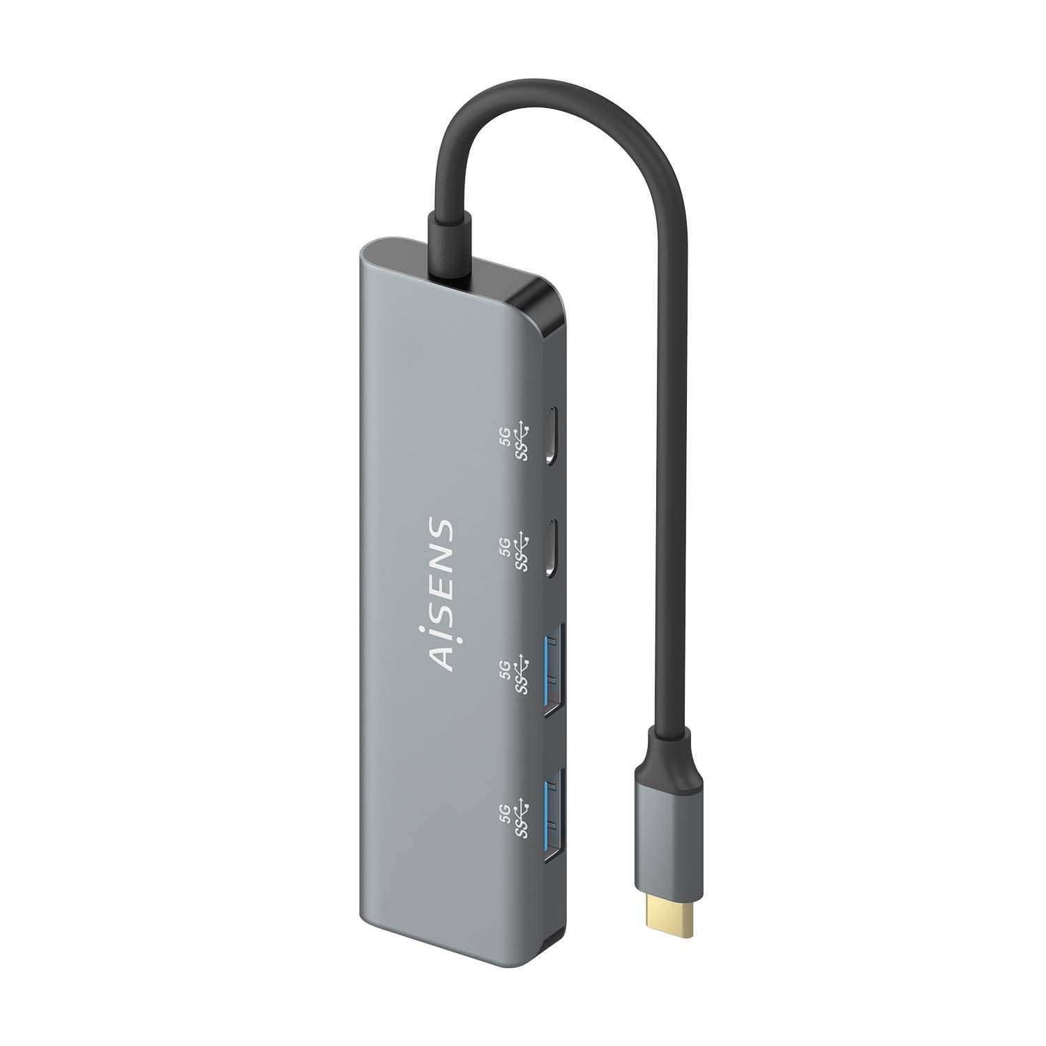 A109-0763 - Hub AISENS USB-C a 2xUSB-A 2xUSB-C 15cm Gris (A109-0763)