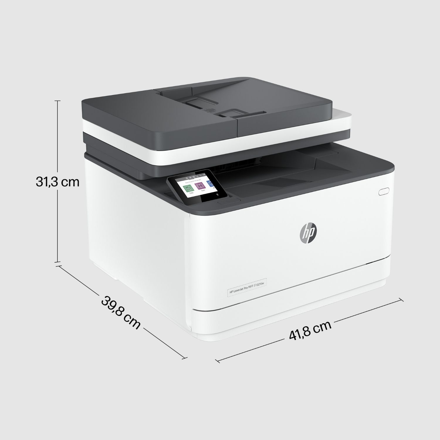 3G630F - Impresora Multifuncin HP LaserJet Pro 3102fdw Pantalla CGD 2.7? Color Tctil 1200x1200dpi A4 B/N ADF 1xUSB 2.0 WiFi 4 Bluetooth Ethernet 10/100 Fax Dplex Gris/Blanca (3G630F)