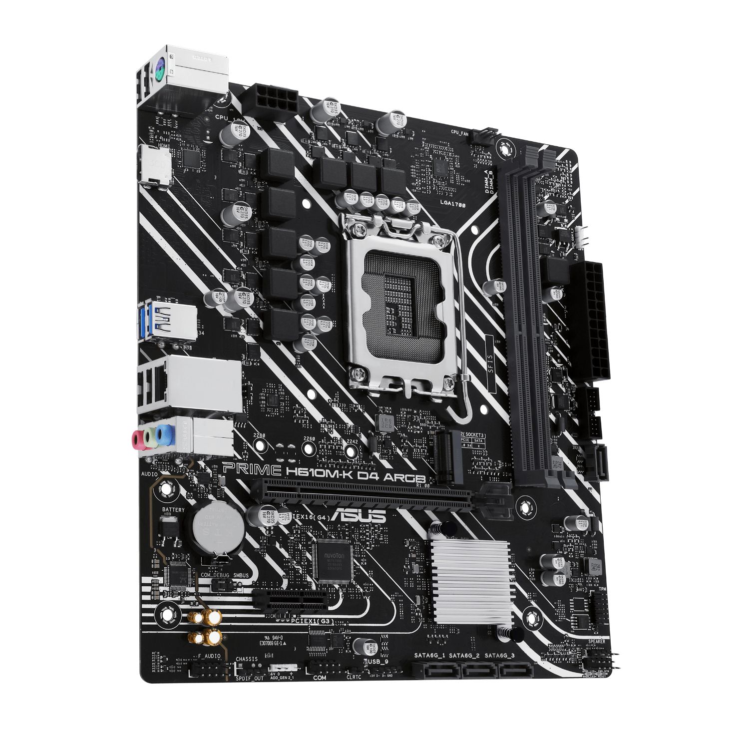 90MB1HN0-M0EAY0 - Placa base ASUS PRIME H610M-K D4 ARGB: (1700) 2DDR4 M.2 SATA3 USB 2.0/3.0 HDMI RJ45 PS/2 7.1 mATX Gigabit Ethernet