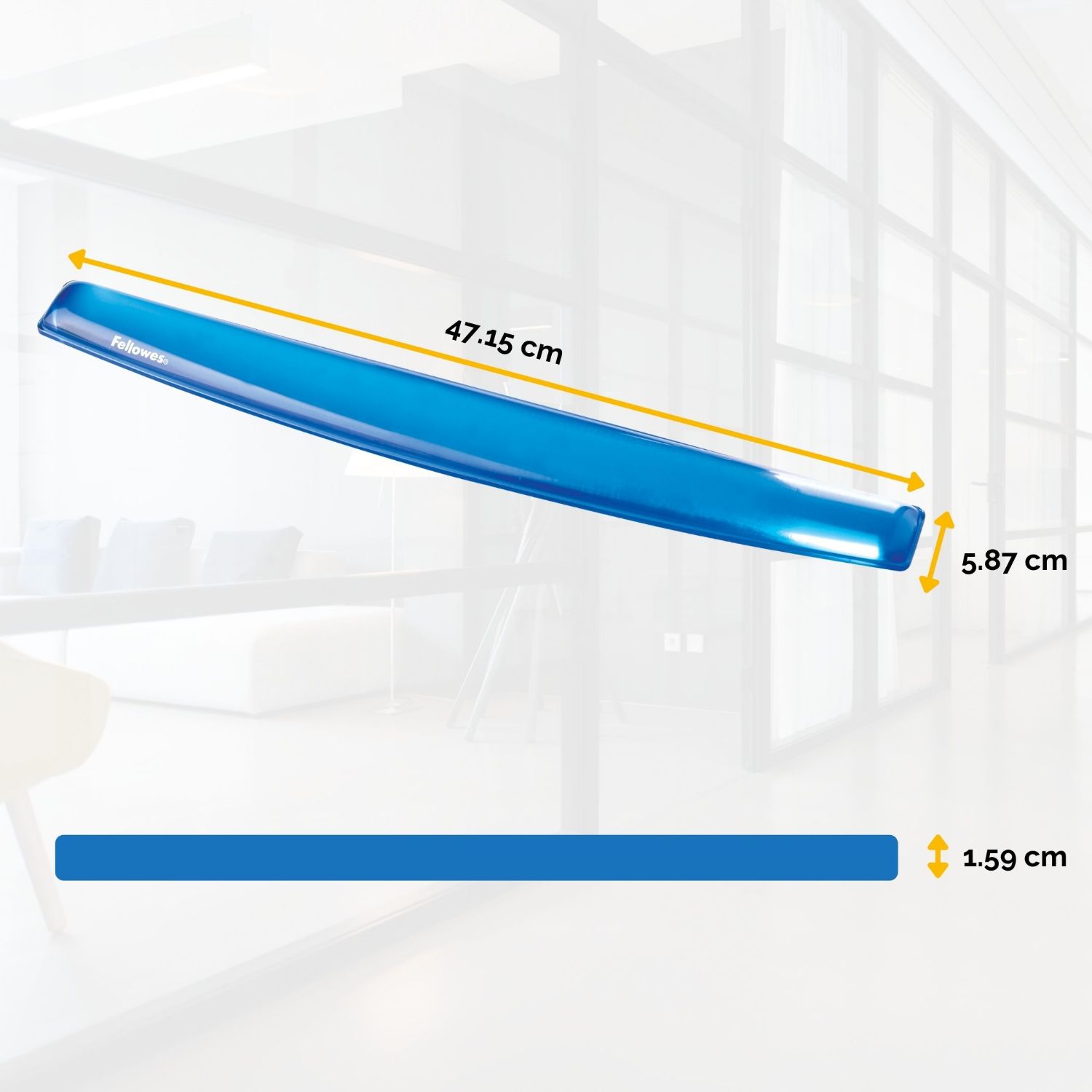 9113709 - Reposamuecas de Teclado Fellowes Gel Crystal Azul, 480x57x26 mm (9113709)