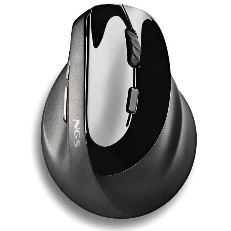 EVOMOKSHA - Ratn Vertical NGS Evo Moksha Ergonmico ptico Diestro RF Wireless 2.4GHz 2400dpi 5 Botones Negro (EVOMOKSHA)