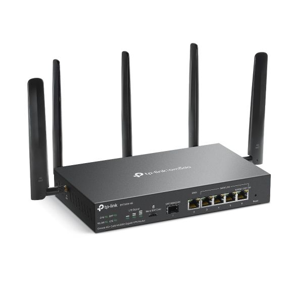 ER706W-4G - Router TP-Link AX3000 VPN Omada WiFi 6 DualBand 5xRJ45 Ethernet LAN/WAN 5 Antenas Externas 4G+, IGMP. Negro (ER706W-4G)