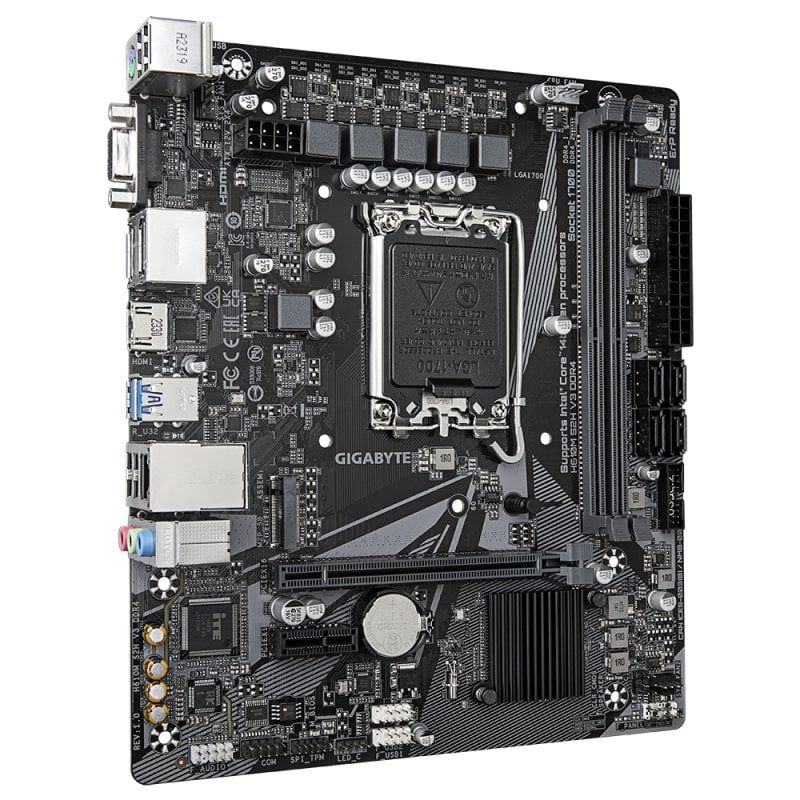 9MH61M2H3-00-10 - Placa base GIGABYTE H610M S2H V3:(1700) 2DDR4 SATA3 M.2 USB 2.0 USB-A 3.0 HDMI VGA DVI-D DP RJ45 PS/2 7.1 mATX Gigabit Ethernet