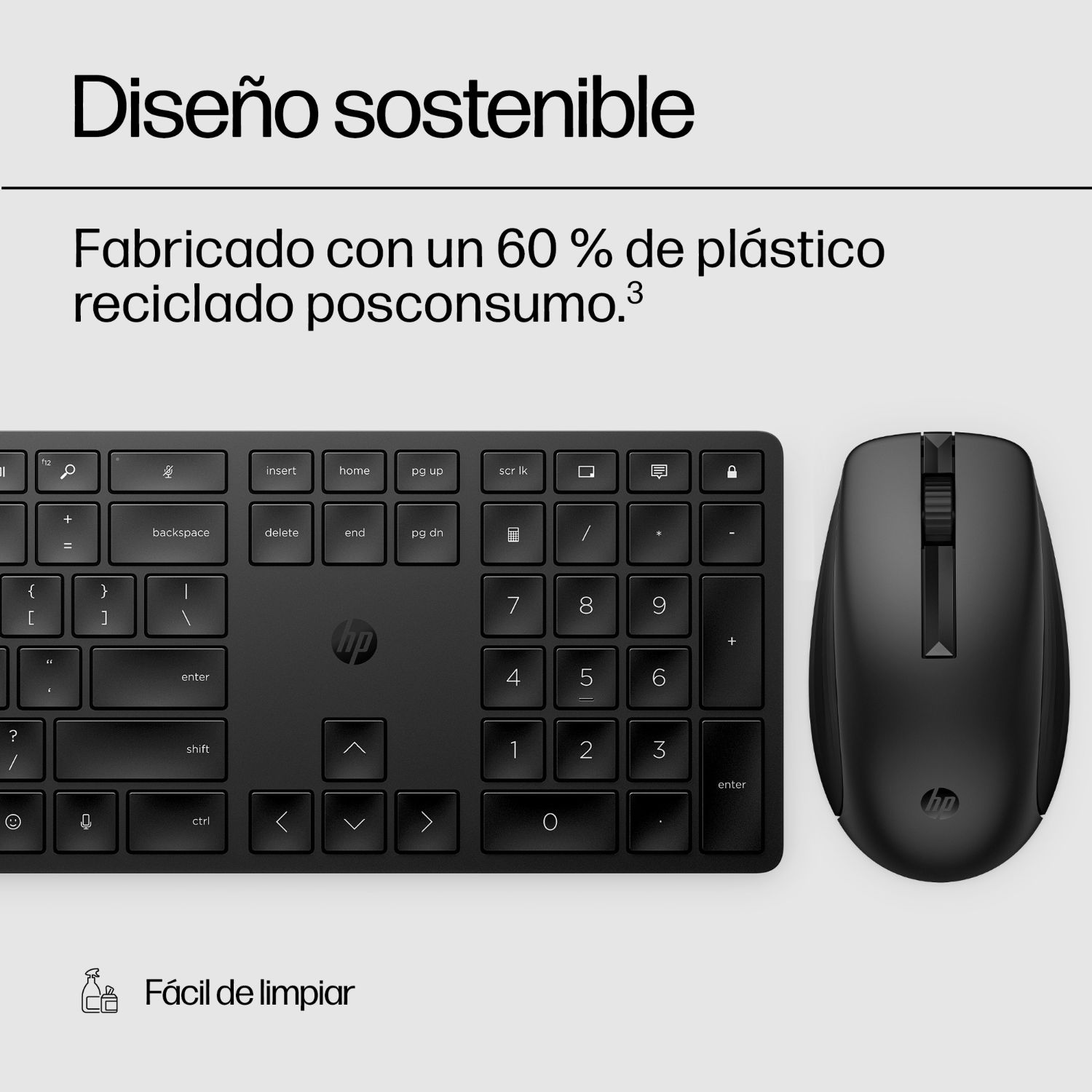 4R013AA - Teclado+Ratn HP 650 Wireless RF 2.4GHz Ambidextro 4000dpi Negro (4R013AA)