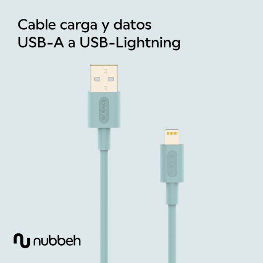 NBTCABLALT1 - Cable NUBBEH Elisium USB-A/M a Lightning/M 1m 2A Turquesa (NBTCABLALT1)