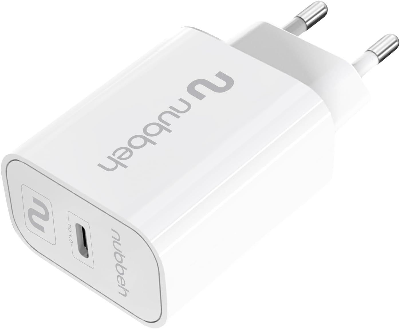 NBWALLCHCW25 - Cargador de Pared NUBBEH Bhoot 1xUSB-C PD 3.0 25W Blanco (NBWALLCHCW25)
