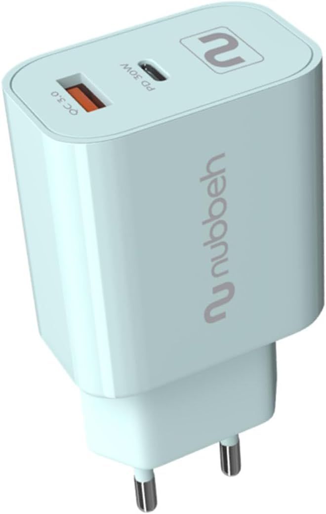 NBWALLCHT - Cargador de Pared NUBBEH Booth USB-C 30W Quick Charger 4.0/3.0 PD 3.0 Turquesa (NBWALLCHT)