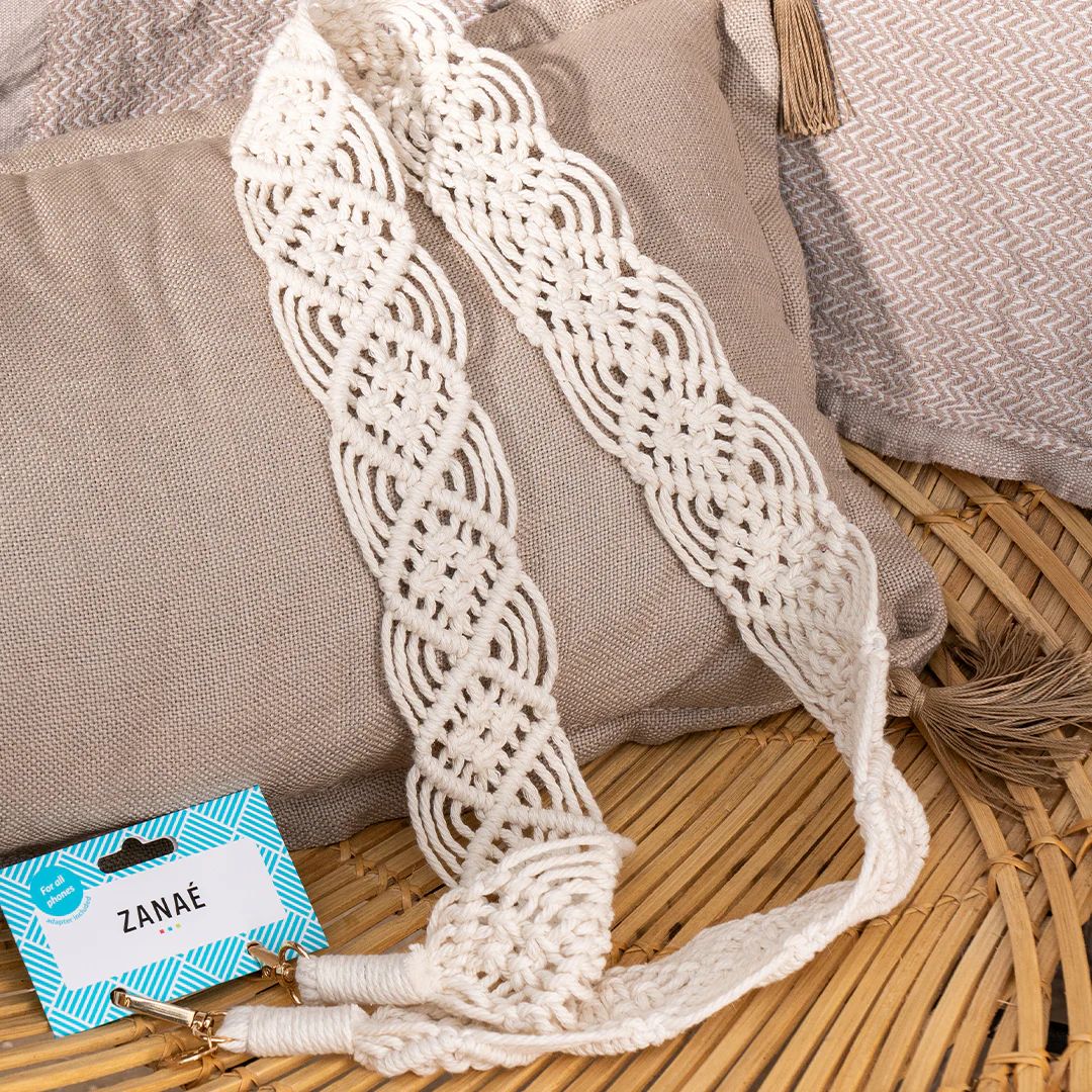 19724 - Cadena ZANA Ibicenca macram de mercado hippie 130cm Blanco (19724)