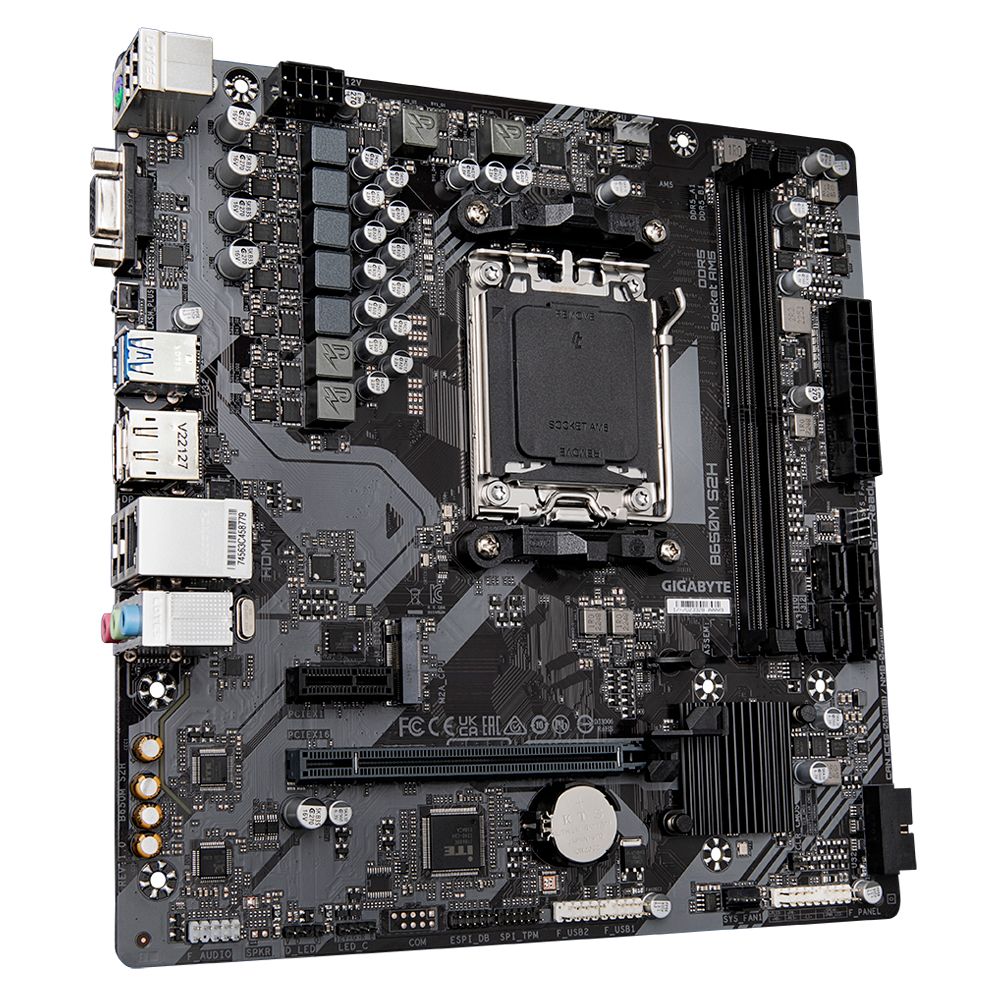 B650M S2H G10 - Placa base GIGABYTE B650M S2H: (AM5) 2DDR5 M.2 SATA3 PCIe 4.0 VGA HDMI 2.1 DP 1.4 RJ45 PS/2 7.1 mATX Gigabit Ethernet