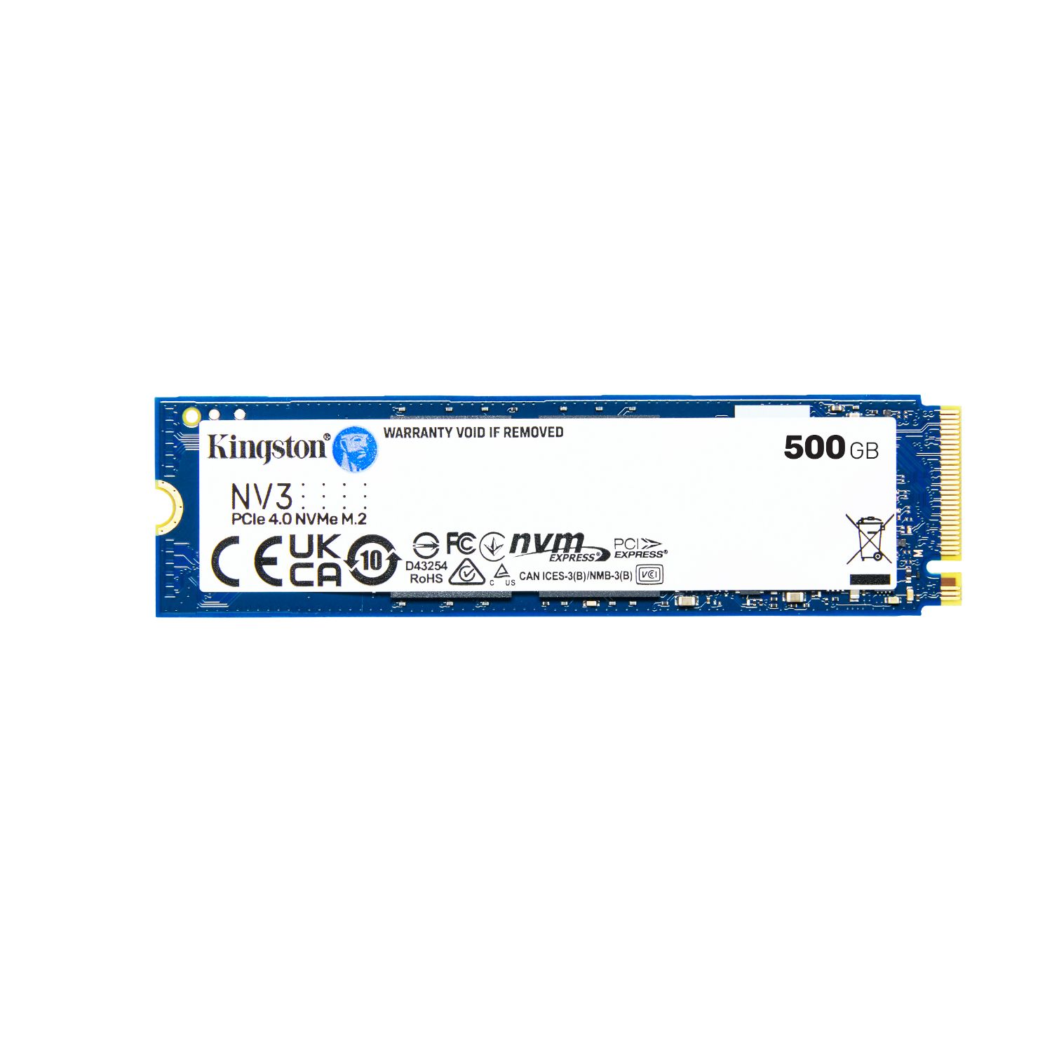 SNV3S/500G - Disco Kingston SSD 500Gb M.2 NVMe PCIe 4.0 NAND 3D Lectura 5000 Mb/S 3000 Mb/s (SNV3S/500G)