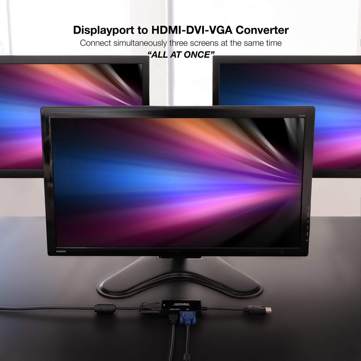 10.16.3301-ALL - Nanocable Conversor DisplayPort a HDMI/DVI/VGA 20cm Negro (10.16.3301-ALL)