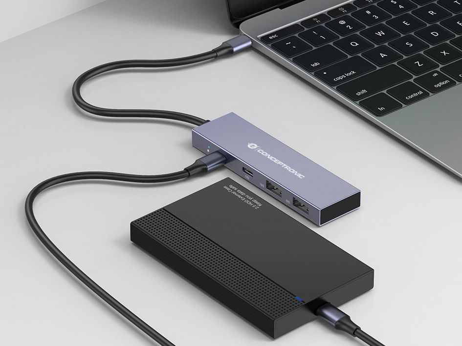 HUBBIES13G - Hub CONCEPTRONIC USB-C a 2xUSB-A 3.0 2xUSB-C 3.0 25cm Gris (HUBBIES13G)