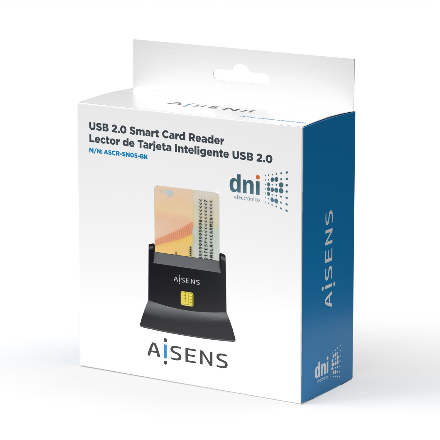 ASCR-SN05-BK - Lector AISENS Tarjetas Inteligentes DNIe USB 2.0 Negro (ASCR-SN05-BK)