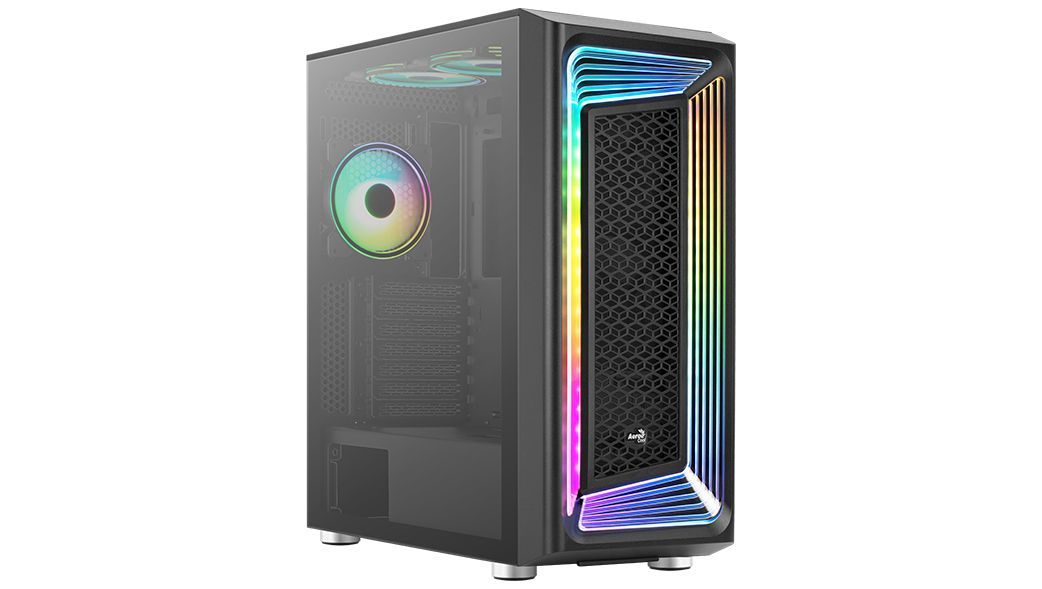 INTERESTELAR - Caja AEROCOOL Ventana Lateral de Cristal Templado ARGB 2xUSB-A 3.0 1xUSB-C 3.1 ATX mATX Mini-ITX Negra (INTERESTELAR)
