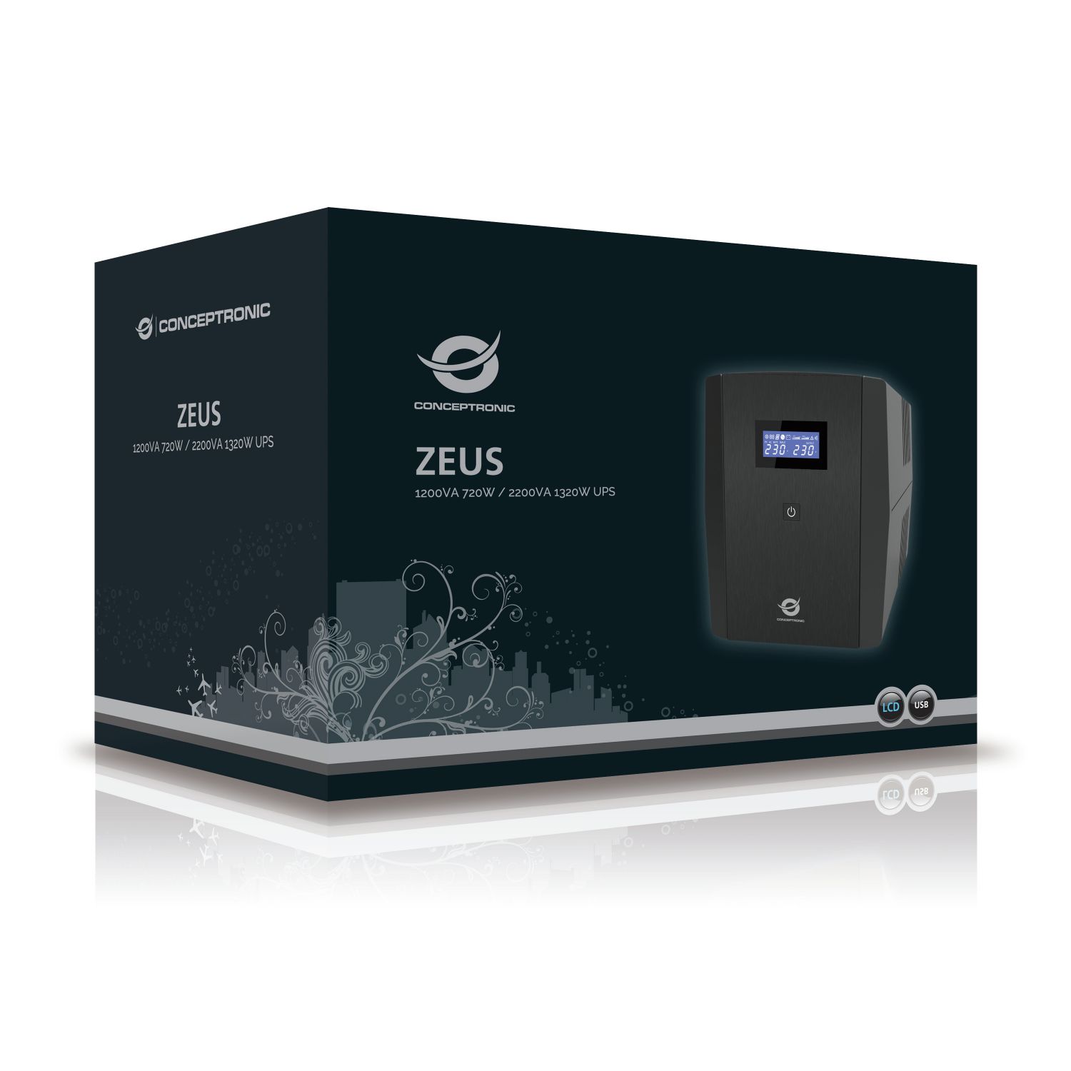 ZEUS03EP - S.A.I. CONCEPTRONIC 1200VA 720W LCD 5 Tomas 1xUSB-B 2.0 Negra (ZEUS03EP)