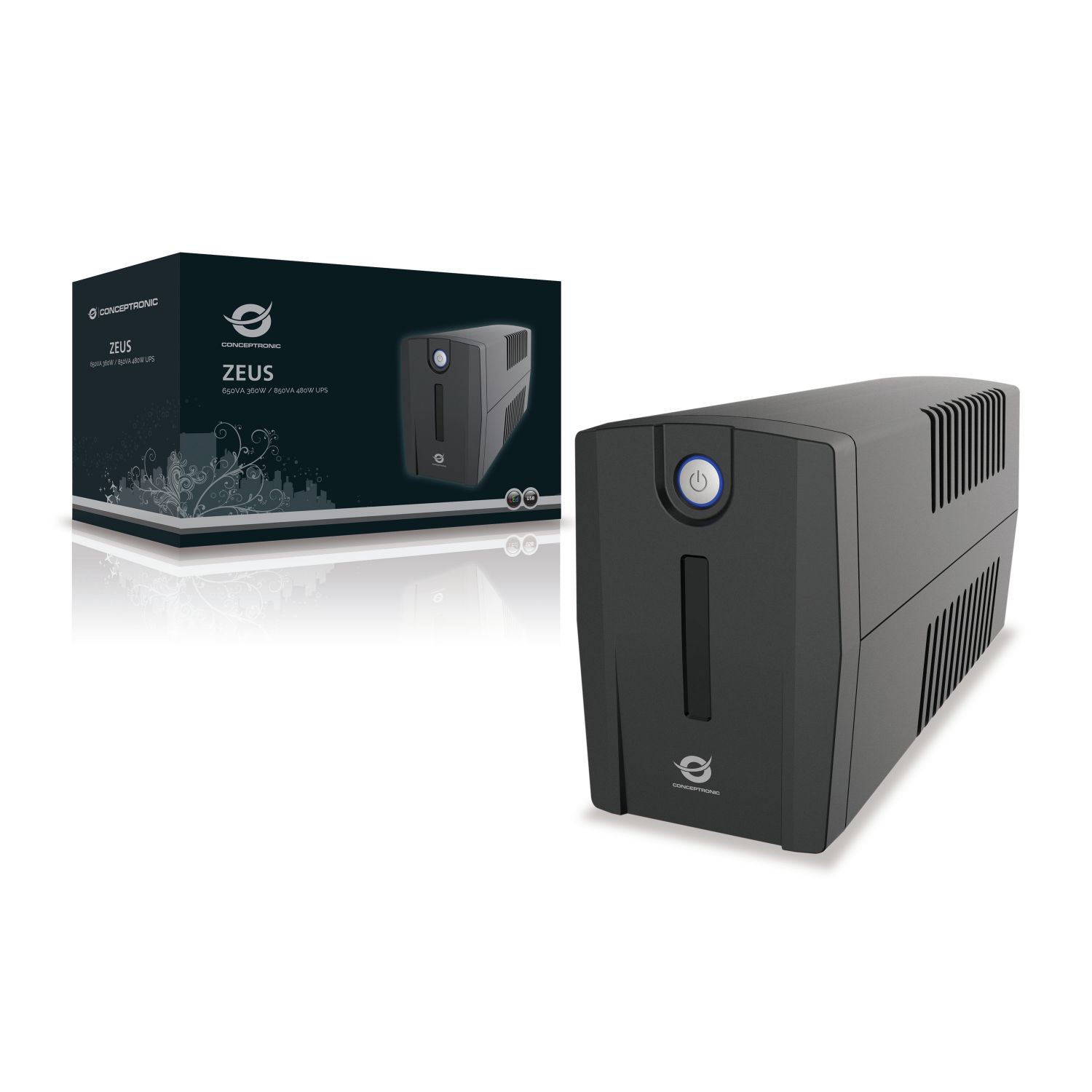 ZEUS02ESP - S.A.I. CONCEPTRONIC 850VA 480W 2xSchuko 1xUSB-B 2.0 Negra (ZEUS02ESP)