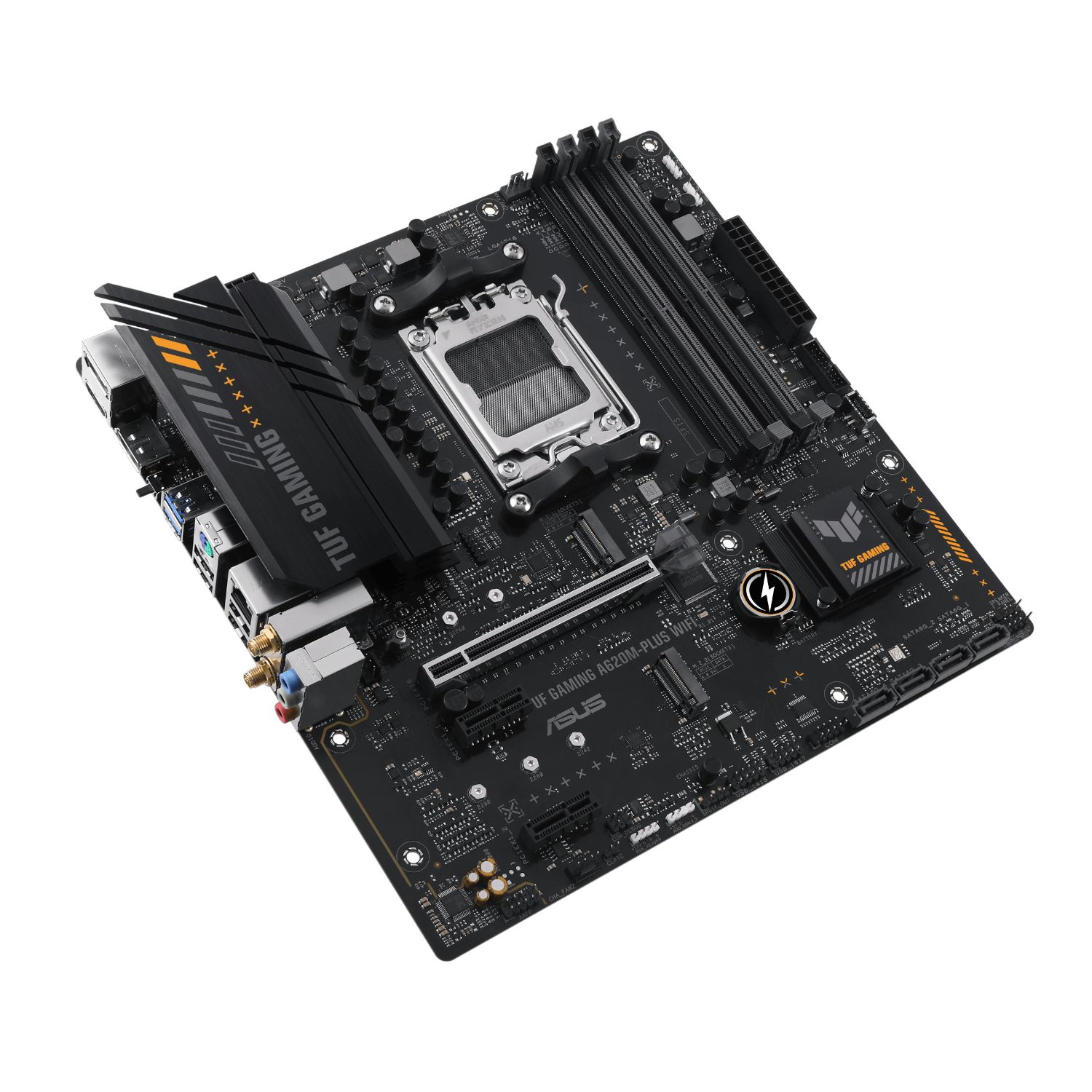 90MB1F00-M0EAY0 - Placa base ASUS TUF GAMING A620M-PLUS WIFI: (AM5) 4DDR5 M.2 SATA3 PCIe USB 2.0 USB-A 3.0 HDMI DP RJ45 PS/2 7.1 mATX WiFi Bluetooth 5.3 Gigabit Ethernet 2.5