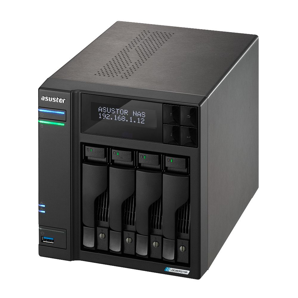 AS6704T - NAS Asustor Lockerstor N5105 DDR4 4Gb Sodimm M.2 SATA 2xUSB-A 1xHDMI 2.0b 2xRJ45 4 Bahas GbE 2.5GbE Negro (AS6704T)