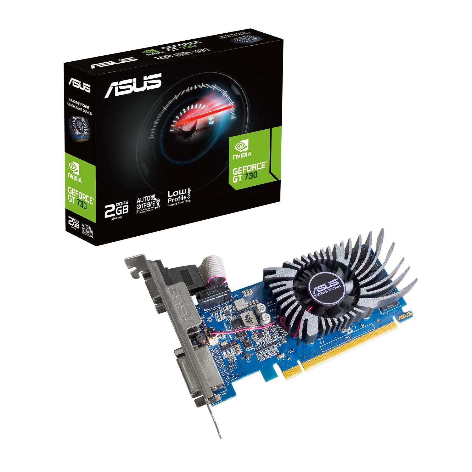 90YV0HN1-M0NA00 - Tarjeta Grfica ASUS Nvidia GeForce GT730-2GD3-BRK-EVO 2Gb GDDR3 Low Profile 1xDVI-D 1xHDMI 1xVGA PCIe 2.0 HDCP OpenGL 4.6 (90YV0HN1-M0NA00)