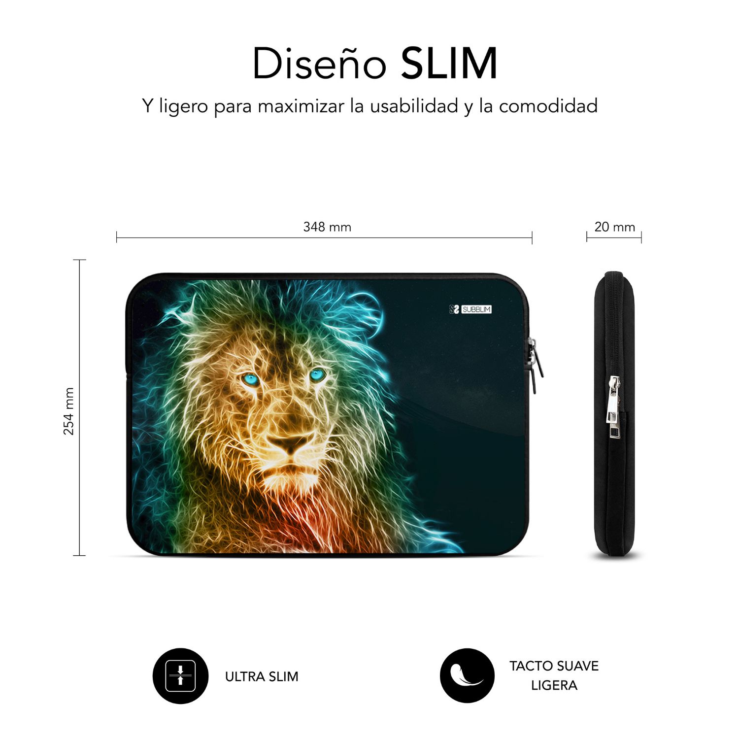 SUBLS-SKIN103 - Funda SUBBLIM Trendy Sleeve Neo Lion 13.3