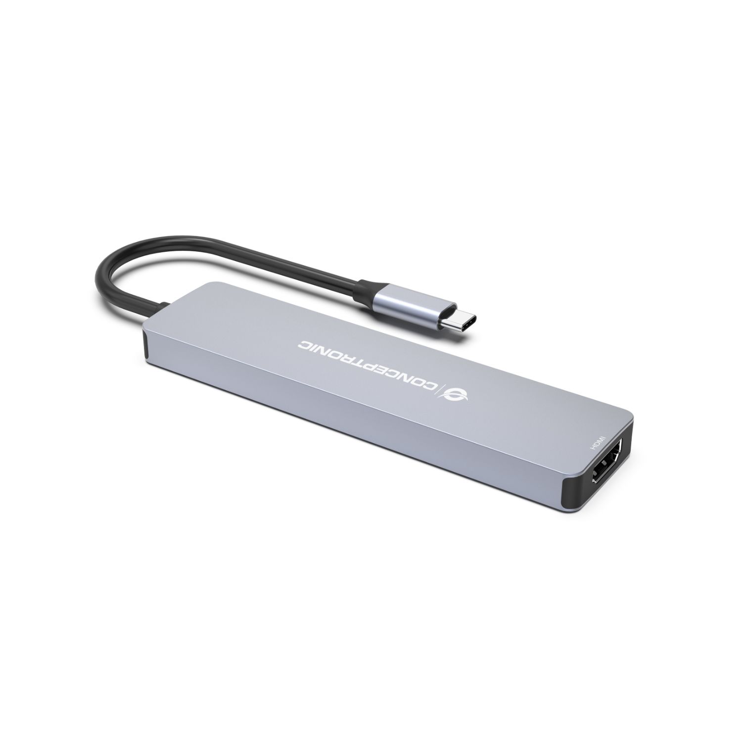DONN19G - Adaptador CONCEPTRONIC 7en1 USB-C 3.0 a HDMI/USB-C PD 100W/USB-A 3.0/SD/TF/mSD Gris (DONN19G)
