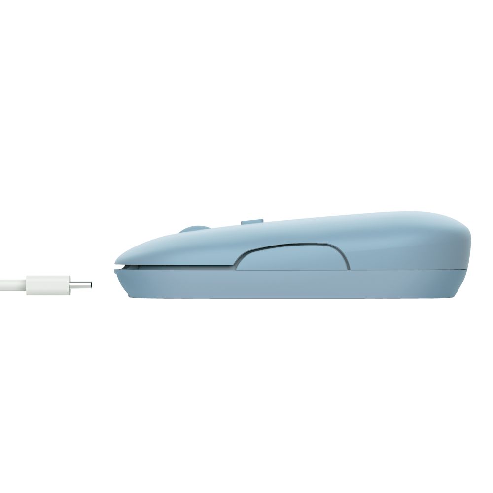 24126 - Ratn Trust Puck ptico Ambidextro Ultrafino Wireless RF 2.4GHz Bluetooth 1600dpi 4 Botones Azul (24126)