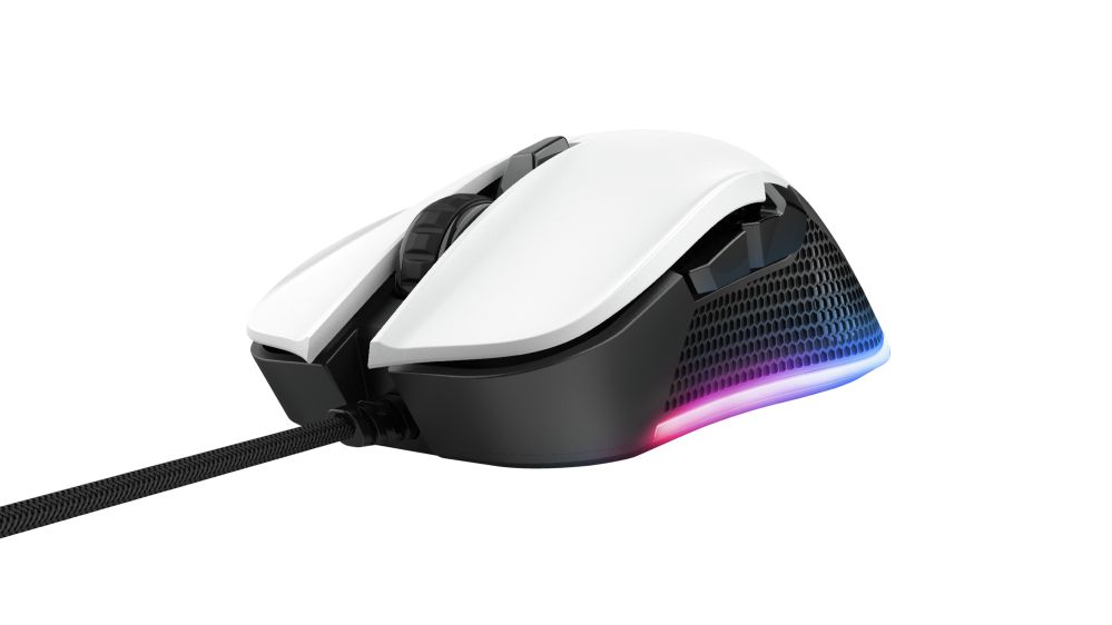 25066 - Ratn Gaming Trust GXT 922W YBAR ptico Diestro RGB USB-A Cable 2.1m 7200dpi 6 Botones Negro/Blanco (25066)