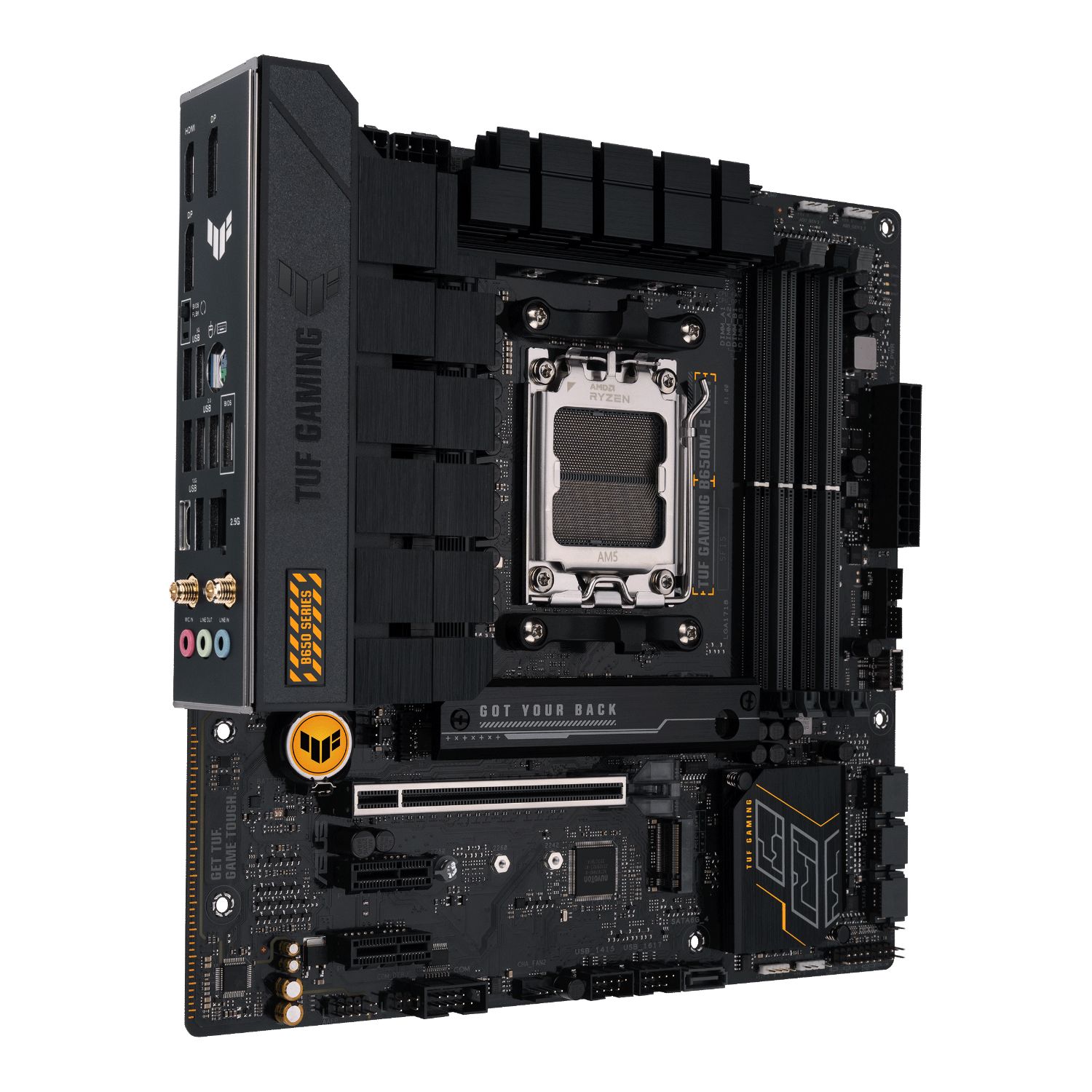90MB1FV0-M0EAY0 - Placa base ASUS TUF GAMING B650M-E WIFI: (AM5) 4DDR5 SATA3 M.2 PCIe USB 2.0 USB-A 3.0/3.1 USB-C 3.1 HDMI DP RJ45 PS/2 7.1 mATX WiFi 6 Bluetooth 5.2 Gigabit Ethernet 2.5