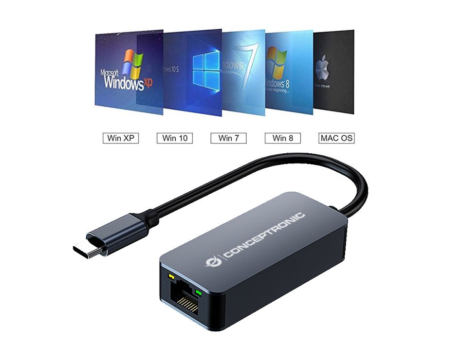 ABBY12GC - Adaptador CONCEPTRONIC USB-C 3.0 a RJ45 Gris (ABBY12GC)