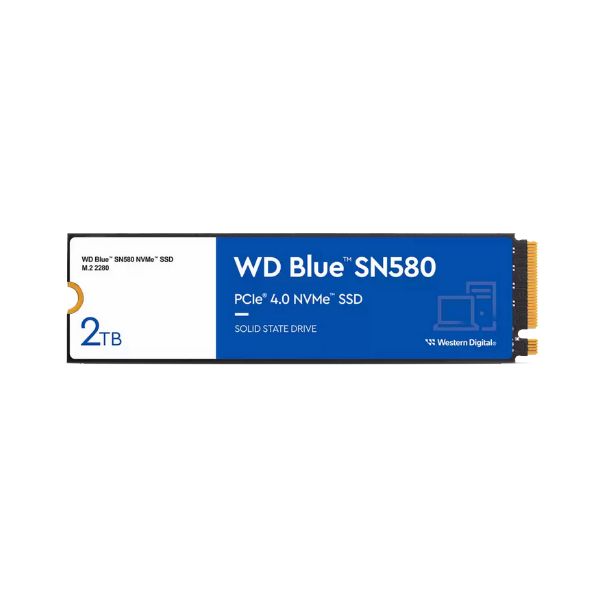 WDS200T3B0E - Disco Western Digital SSD Blue SN580 M.2 M2280 NVMe 2Tb TLC PCIe 4.0 Lectura 4150 Mb/s Escritura 4150 Mb/s PC/Notebook (WDS200T3B0E)
