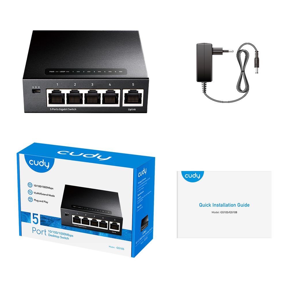 GS105 - Switch CUDY 5p 10/100/100Mb Gigabit (GS105)