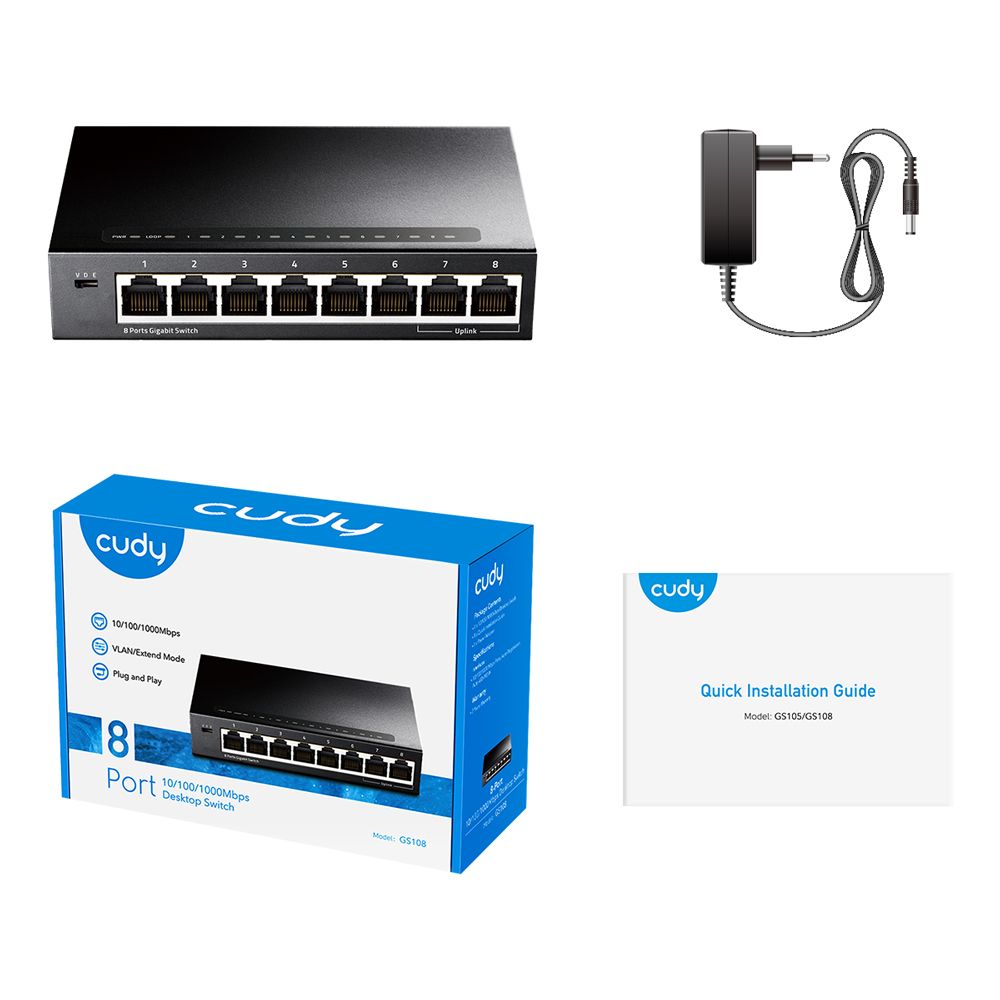 GS108 - Switch CUDY 8p 10/100/1000Mb Gigabit (GS108)