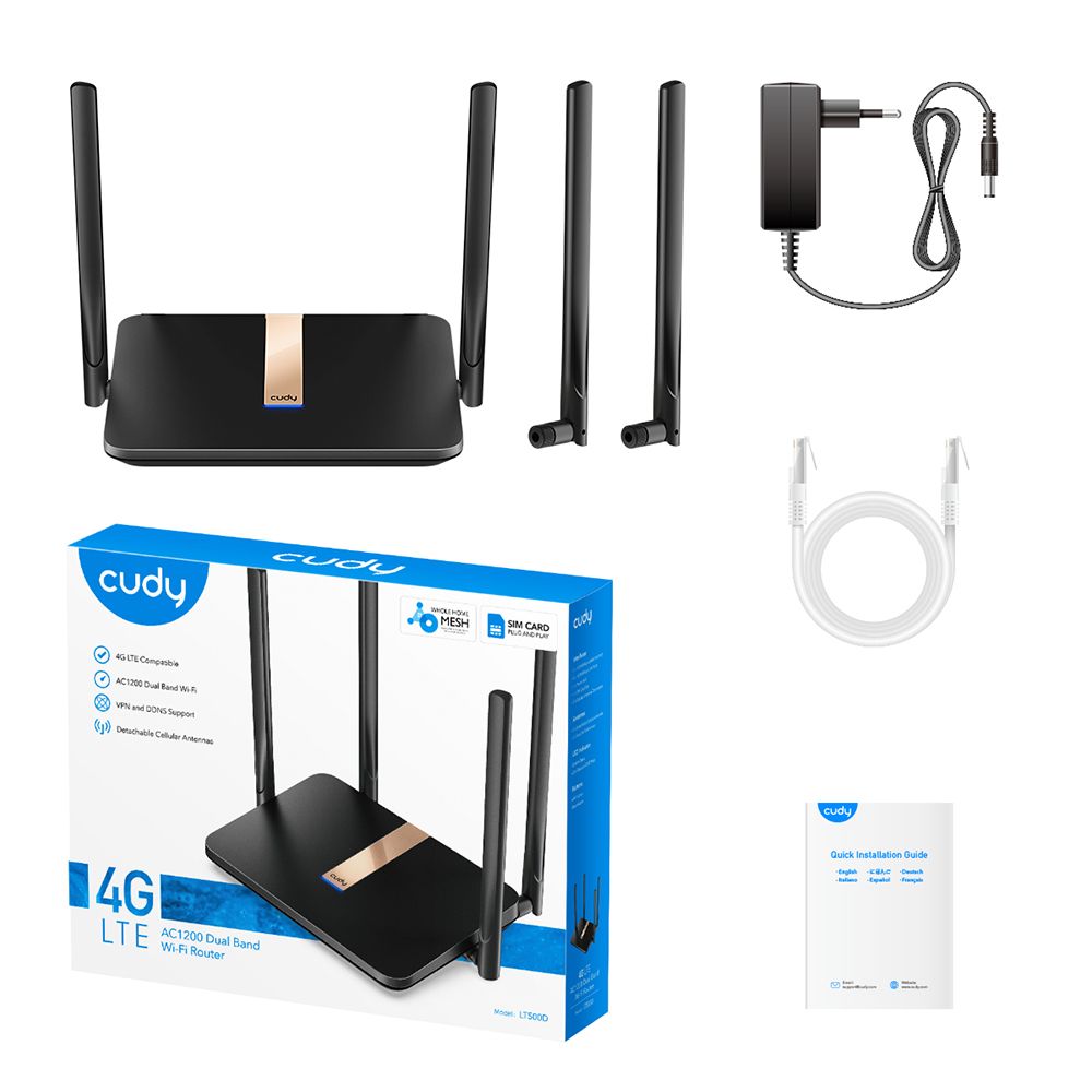 LT500D_EU - Router CUDY AC1200 Wifi Mesh 4G LTE Cat4 (LT500D_EU)