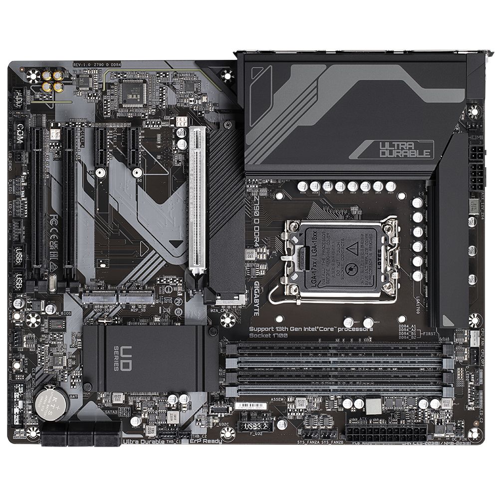9MZ79UD4-00-10 - GIGABYTE Z790 D DDR4: (1700) 4DDR4 M.2 SATA3 PCIe 4.0 USB 2.0 USB-A 3.0/3.1 USB-C 3.1 HDMI RJ45 ATX Gigabit Ethernet