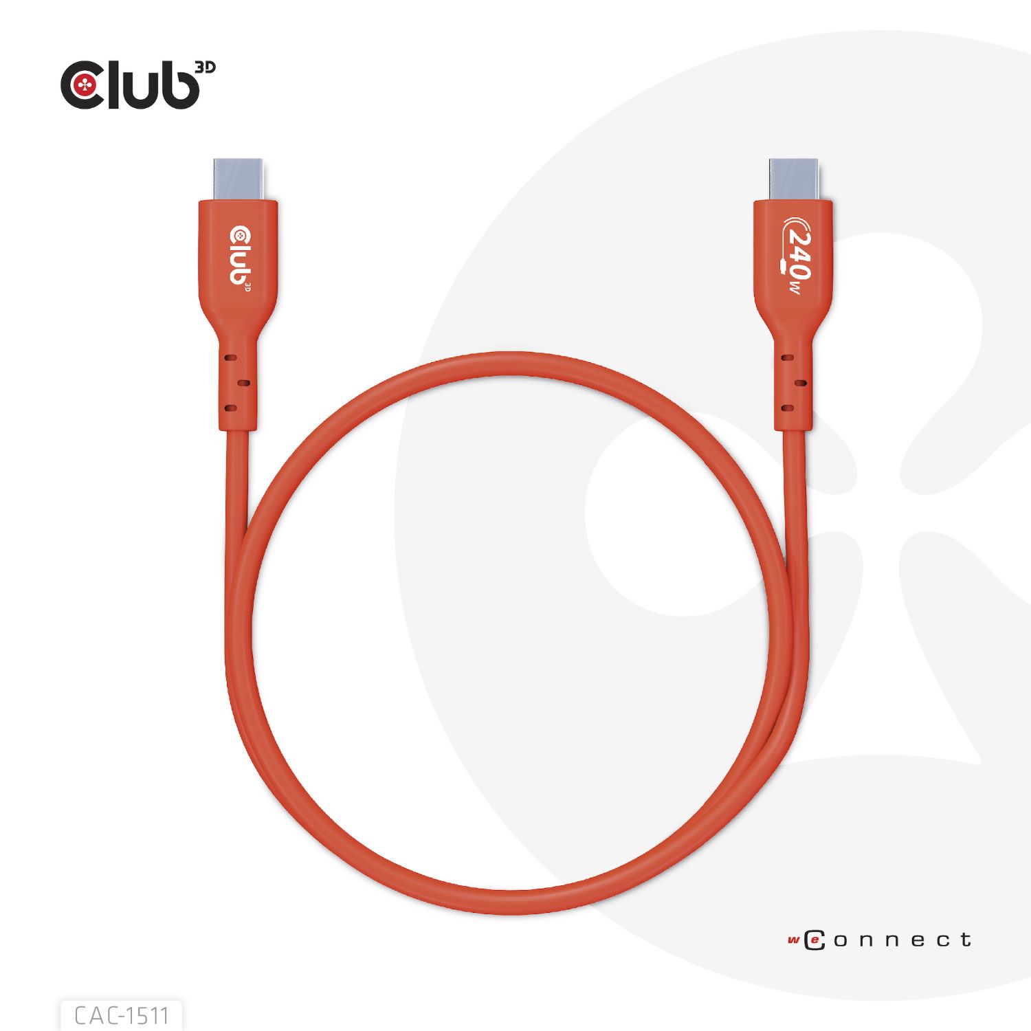 CAC-1511 - Cable Club 3D USB-C 2.0/M a USB-C 2.0/M 1m Naranja (CAC-1511)