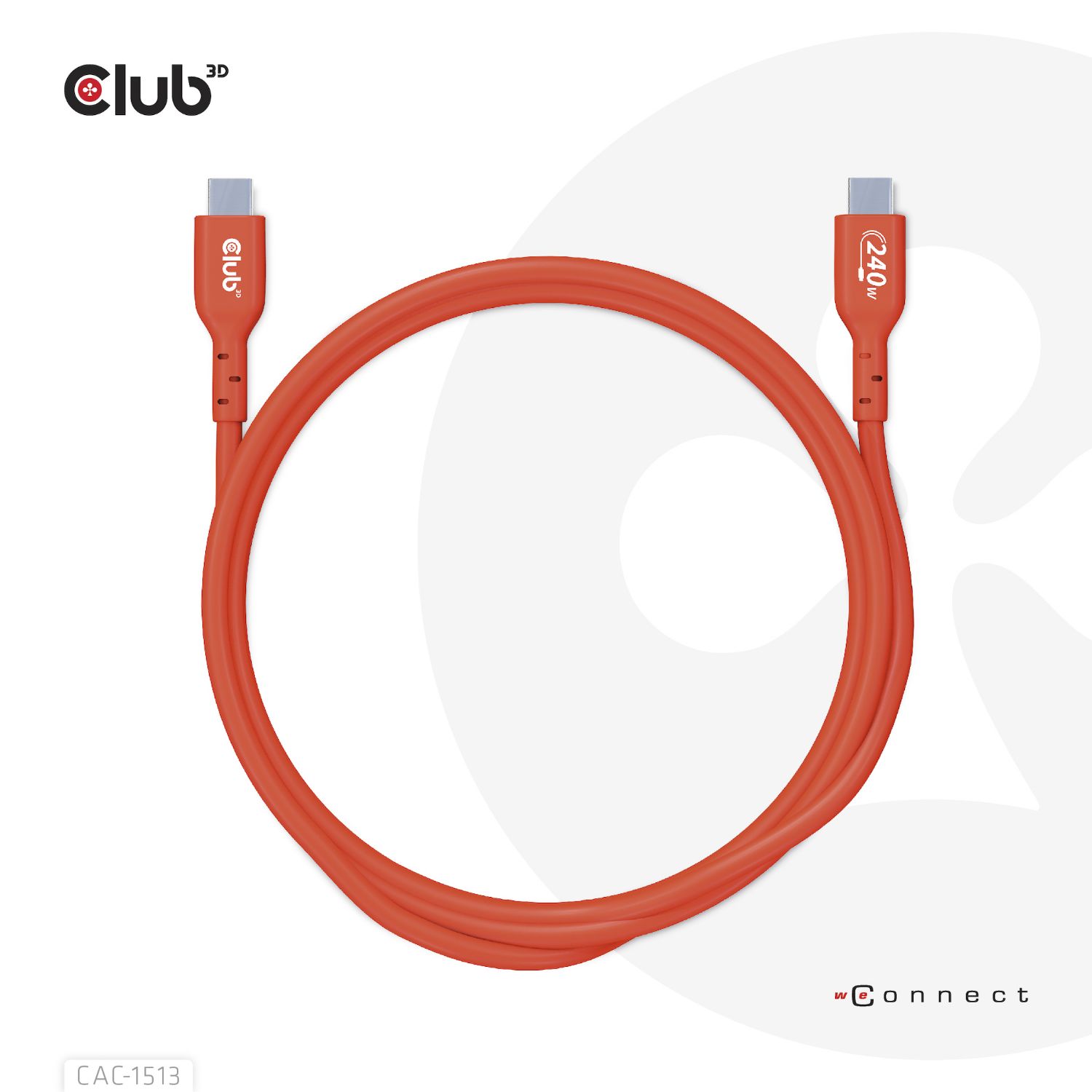 CAC-1513 - Cable Club 3D USB-C 2.0/M a USB-C 2.0/M 3m Naranja (CAC-1513)