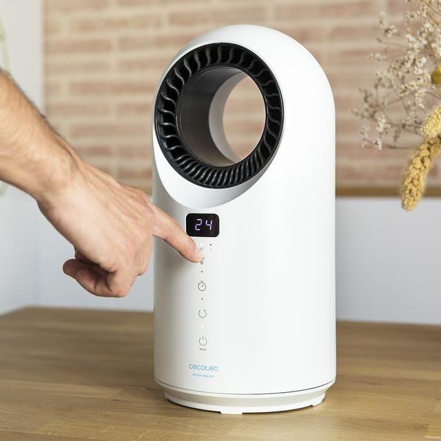05370 - Calefactor Porttil CECOTEC Ready Warm 8200 Bladeless 1500W Mando Pantalla LED Temporizador Escritorio/Piso/Mesa Negro/Blanco (05370)