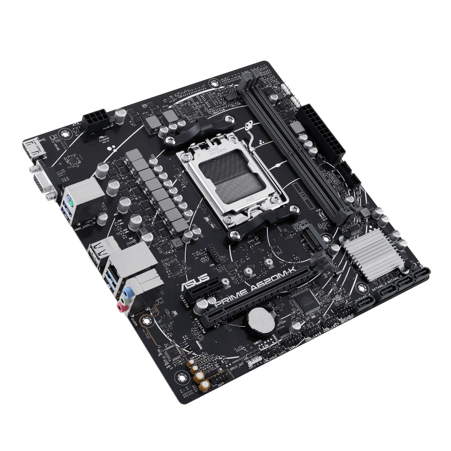 90MB1F40-M0EAY0 - Placa base ASUS PRIME A620M-K: (AM5) 2DDR5 M.2 SATA3 PCIe USB 2.0 USB-A 3.0 VGA HDMI RJ45 PS/2 7.1 mATX Gigabit Ethernet
