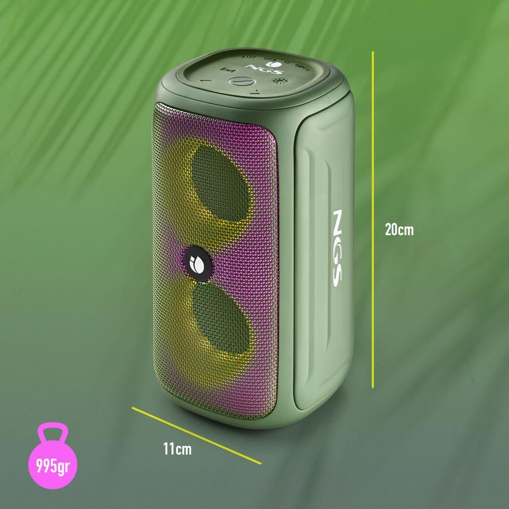 ROLLERBEASTGREEN - Altavoz NGS Roller Beast 32W 3.5mm Bluetooth 5.0 Verde (ROLLERBEASTGREEN)
