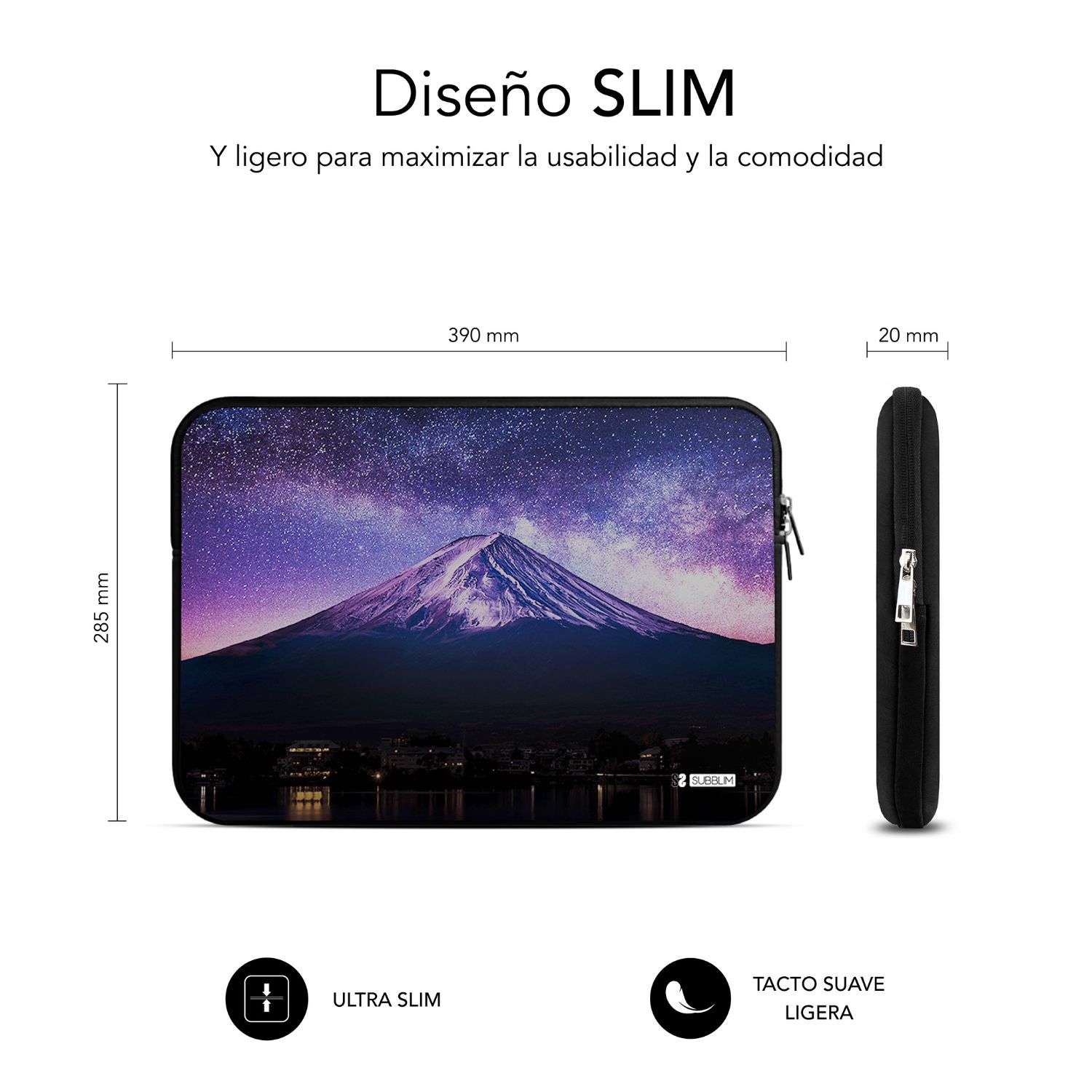 SUBLS-SKIN150 - Funda SUBBLIM Trendy Sleeve Neo Mountain porttiles hasta 15.6