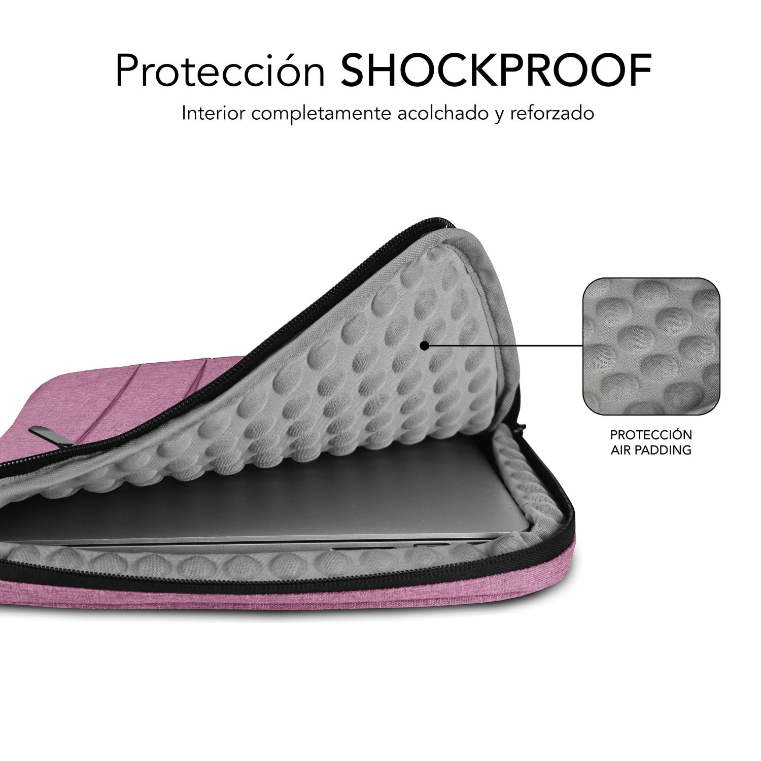 SUBLS-AP36053 - Funda SUBBLIM Air Padding 360 15.6 Polister 3 Compartimentos 3 Bolsillos Frontales Asa Retrctil Asa de Transporte Rosa (SUBLS-AP36053)