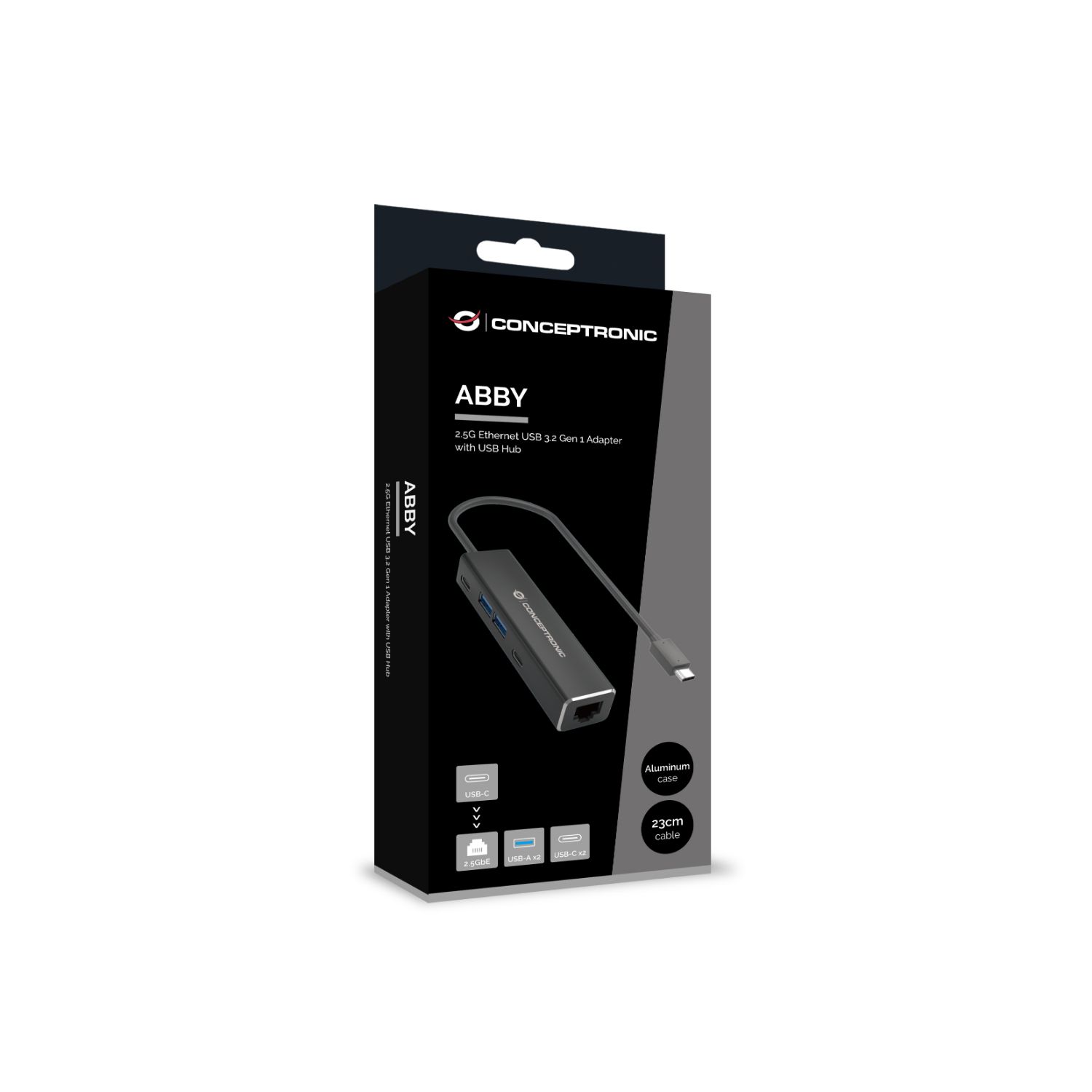ABBY14B - Adaptador CONCEPTRONIC USB-C a RJ45 + Hub USB-A/C 3.0 Gris (ABBY14B)