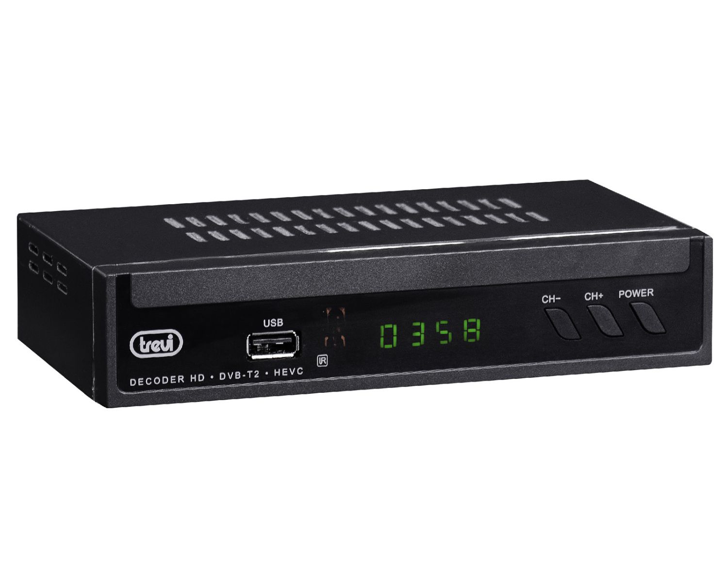 03378T2 - Decodificador Trevi DVB-T2 HD 4:3 16:9 FHD USB 2.0 HDMI Negro (03378T2)