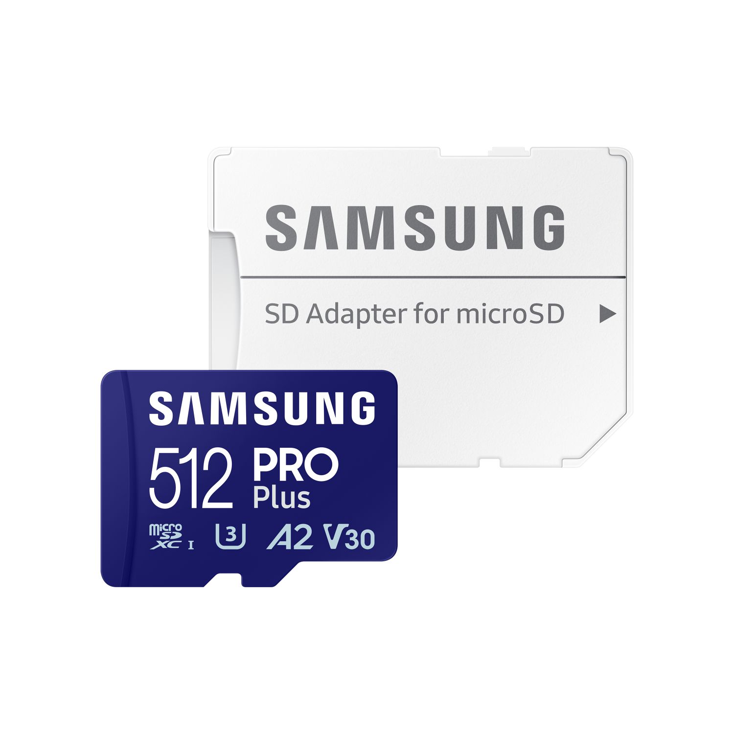 MB-MD512SA/EU - Tarjeta Memoria Samsung Micro SDXC Pro Plus 512Gb Clase 10 UHS-I Class 3 (U3) V30 A2 Lectura 180 Mb/s Escritura 130 Mb/s Azul + Adaptador SD (MB-MD512SA/EU)