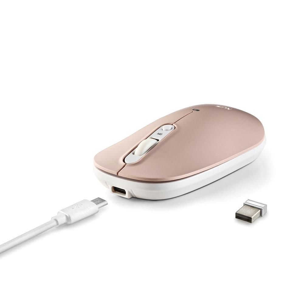 SHELL-RB - Ratn NGS Shell RF 2.4GHz/Bluetooth 5.0 Silencioso Recargable 1000/1200/1600dpi 3 Carcasas Azul/Blanco/Rosa (SHELL-RB)