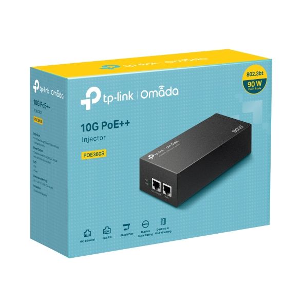 POE380S - Inyector TP-Link PoE++ Omada 2xRJ45 90W Negro (POE380S)
