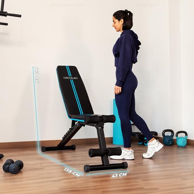 07188 - Banco de musculacin CECOTEC Drumfit SetUp 7000, para pesas acolchado, plegable, ajustable en 7 niveles y reclinable 180(07188)